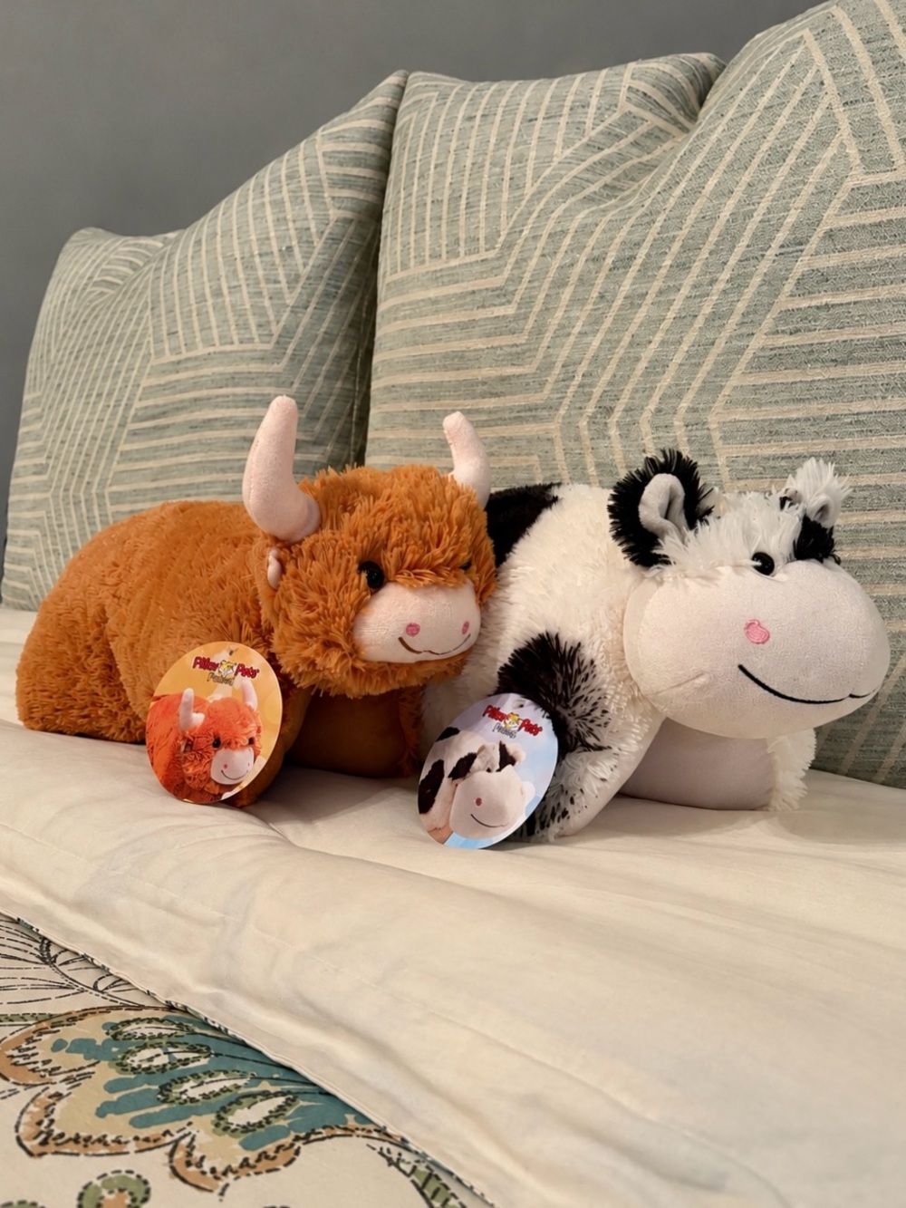 Pillow Pets Peewees COW SET: Signature Cozy Cow 🐮 & Highland Cow 🤎 BOTH NWT!